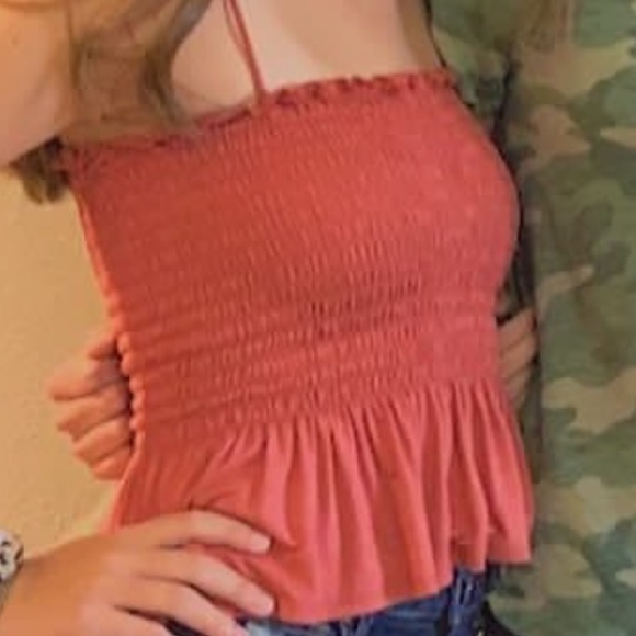 Dry Goods Pink Scrunch Top with Ruffle and Bow Sleeves - Picture 1 of 4